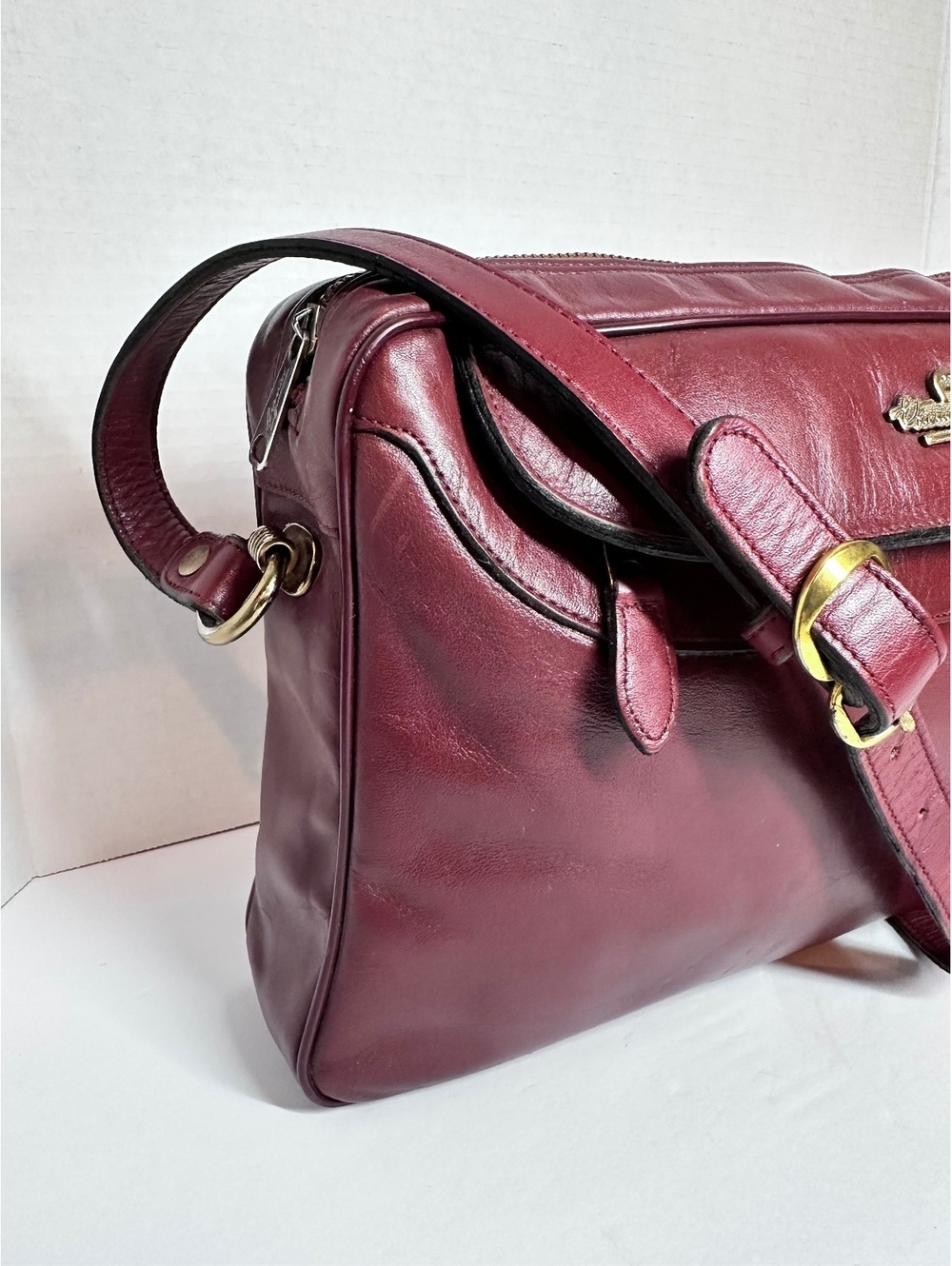 vintage Etienne Aigner Burgundy Oxblood Leather Shoulder Bag